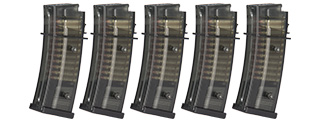 ARES-MAG-B006 5 PACK 45 ROUND LOW CAPACITY AIRSOFT G36 MAGAZINES (BLACK)