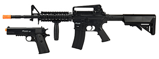 Sig Sauer Patrol Kit w/ Spring Pistol & M4 AEG Airsoft Rifle [7500 BBs Included]- BLACK