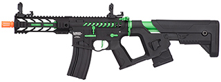Lancer Tactical Proline Enforcer Battle Hawk 7" Skeleton M4 Airsoft Rifle w/ Alpha Stock (Color: Black / Green) Lancer Tactical Proline Enforcer Battle Hawk 7" Skeleton M4 Airsoft Rifle w/ Alpha Stock (Color: Black / Green)