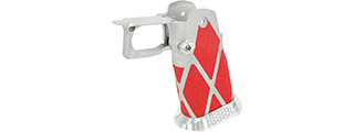 Airsoft Masterpiece Aluminum Grip for Hi-Capa Type 12 SV Diamond Skater (Silver / Red)