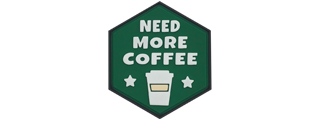 Hexagon PVC Patch "Need More Coffee"