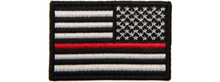 Embroidered Reverse US Flag Patch w/ Red Line (Color: Black) Embroidered Reverse US Flag Patch w/ Red Line (Color: Black)