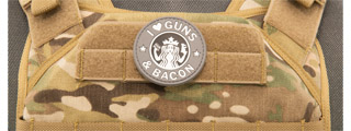 I Heart Guns & Bacon PVC Patch (Color: Black and Gray) I Heart Guns & Bacon PVC Patch (Color: Black and Gray)