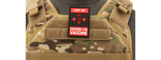 "I Got My Covid-19 Vaccine" Rectangular PVC Patch (Color: Black and Red) "I Got My Covid-19 Vaccine" Rectangular PVC Patch (Color: Black and Red)