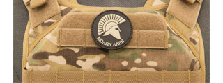 Round Molon Labe with Rifle PVC Patch (Color: Black) Round Molon Labe with Rifle PVC Patch (Color: Black)