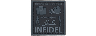 "Beer Drinking, Pork Eating, Womanising" PVC Patch (Color: Black) "Beer Drinking, Pork Eating, Womanising" PVC Patch (Color: Black)