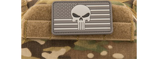 US Flag with Punisher PVC Patch (Color: Gray) US Flag with Punisher PVC Patch (Color: Gray)