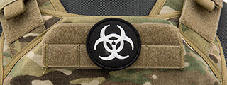Embroidered Round Biohazard Patch (Color: Black and White) Embroidered Round Biohazard Patch (Color: Black and White)