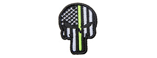 Embroidered Patriot Punisher US Flag PVC Patch w/ Thin Green Line Embroidered Patriot Punisher US Flag PVC Patch w/ Thin Green Line