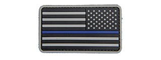 US Flag Reverse PVC Patch w/ Blue Stripe (Color: Black and Light Gray) US Flag Reverse PVC Patch w/ Blue Stripe (Color: Black and Light Gray)
