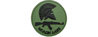 Round Molon Labe with AK Rifle PVC Patch (Color: OD Green) Round Molon Labe with AK Rifle PVC Patch (Color: OD Green)