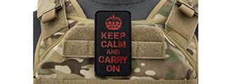 Reflective Keep Calm and Carry on Patch (Color: Black and Red) Reflective Keep Calm and Carry on Patch (Color: Black and Red)