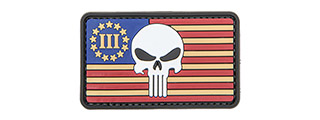 US Flag with Three Percenter and Punisher PVC Patch US Flag with Three Percenter and Punisher PVC Patch