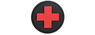 Round Cross Medical PVC Patch (Color: Red and Black)