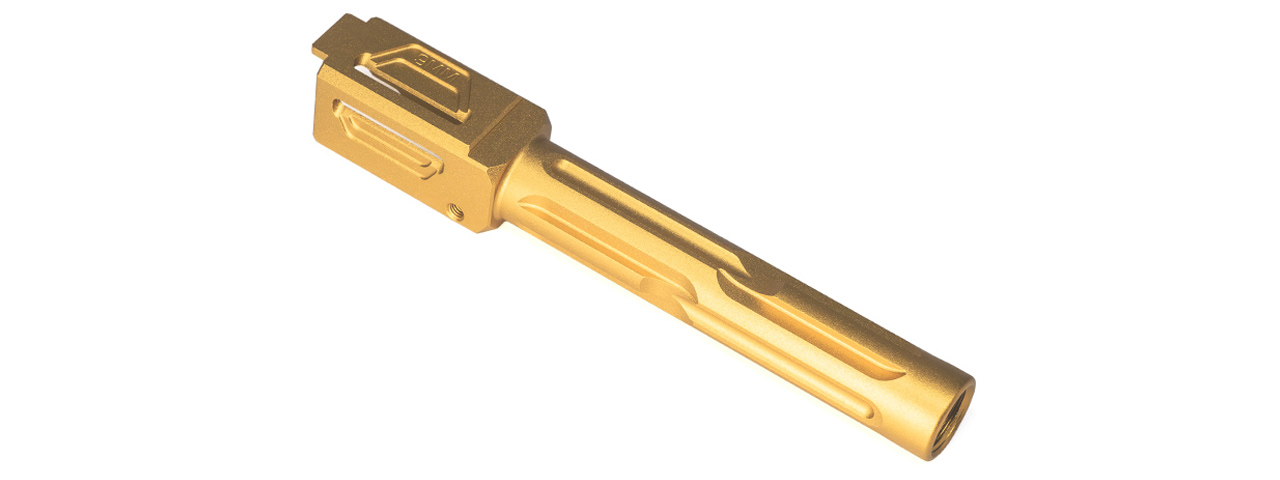 TTI Airsoft CNC Aluminum 11mm CW Threaded Fixed Outer Barrel Type B For Umarex / VFC Glock 17 Gen5 / G45 GBBP Series - (Gold) TTI Airsoft CNC Aluminum 11mm CW Threaded Fixed Outer Barrel Type B For Umarex / VFC Glock 17 Gen5 / G45 GBBP Series - (Gold)