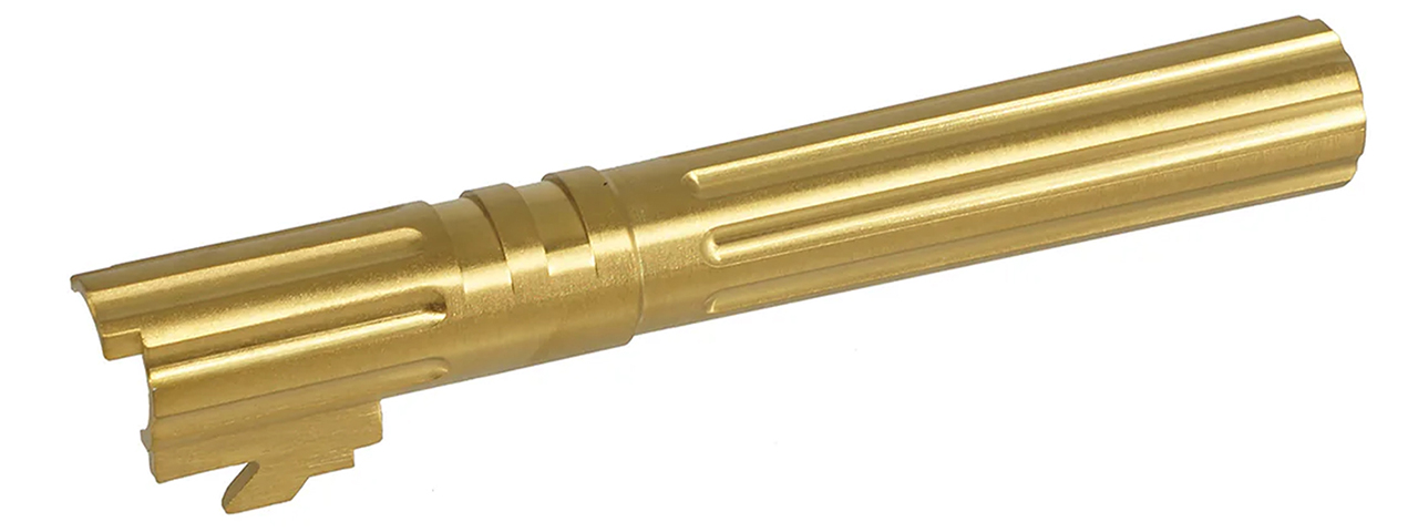 Atlas Custom Works Stainless Fluted Outer Barrel for Tokyo Marui Hi-Capa 5.1 GBB Airsoft Pistols - (Gold) Atlas Custom Works Stainless Fluted Outer Barrel for Tokyo Marui Hi-Capa 5.1 GBB Airsoft Pistols - (Gold)