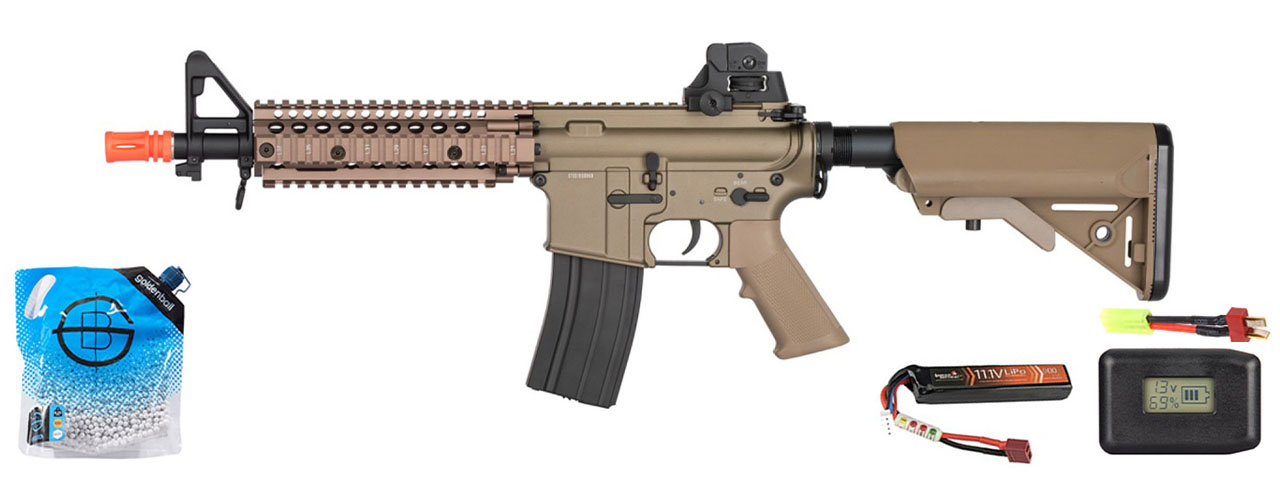 Double Bell Mk18 7.5" Aeg Full Metal Airsoft Rifle - Battery/Adapter/Charger Combo - (Tan)