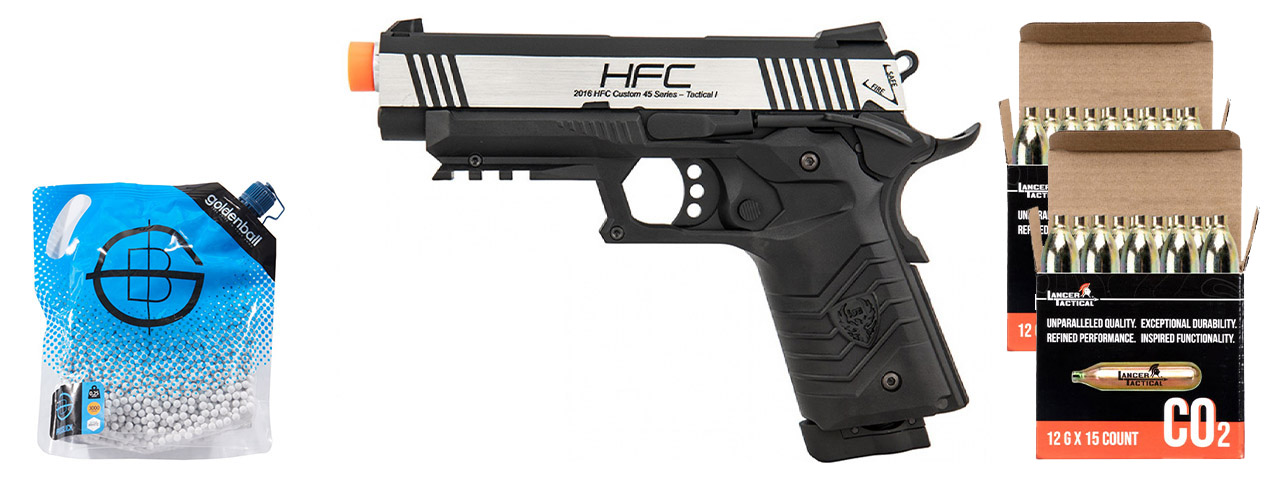 HFC HG-171 Tactical 1911 CO2 Blowback Pistol - CO2 Combo - (Black/Silver)