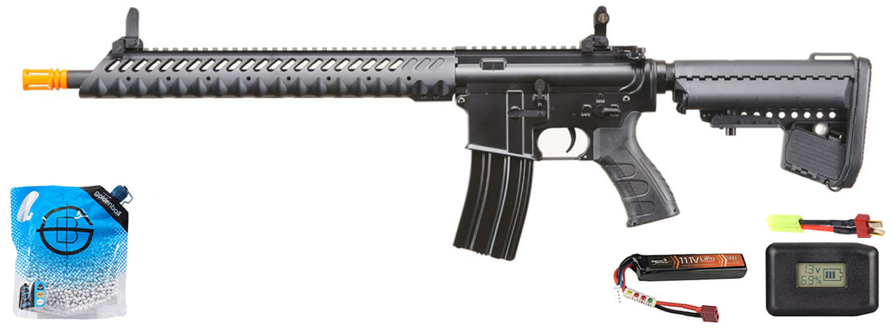 Atlas Custom Works 14.5" Diamond Head Style M4 Aeg - Battery/Adapter/Charger Combo - (Black)