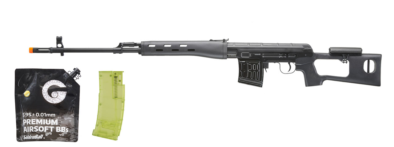 Atlas Custom Works Full Metal SVD Spring Rifle w/ Removable Cheek Rest - BB/Sniper Bundle