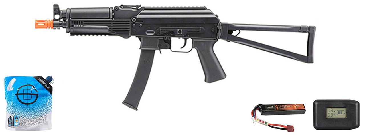 Kalashnikov USA Licensed KR-9 SBR Airsoft AEG Rifle - Battery/Charger Combo - (Black)