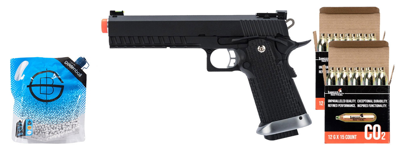 KJW Xcelerator 6" Hi-CAPA CO2 Gas Blowback Airsoft Pistol - CO2 Combo - (Black)