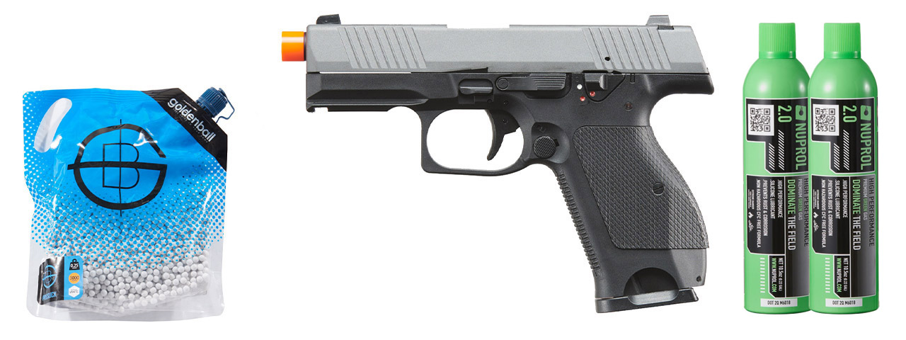 Kizuna Works KW-15k Gas Blowback Airsoft Pistol - Green Gas Combo - (Metal/cerakote Gray)