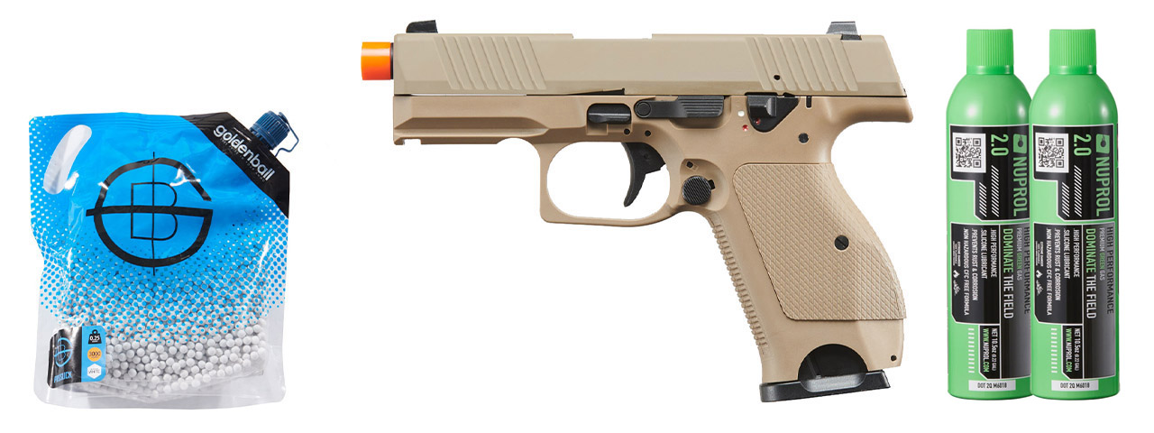 Kizuna Works KW-15k Gas Blowback Airsoft Pistol - Green Gas Combo - (Metal/Cerakote FDE)