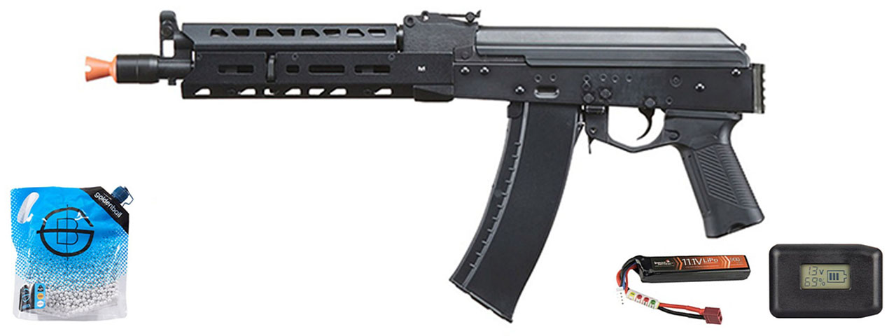 LCT Airsoft AK104 Steel AEG Airsoft Rifle w/ ASTER V2 - Battery/Charger Combo - (Black)