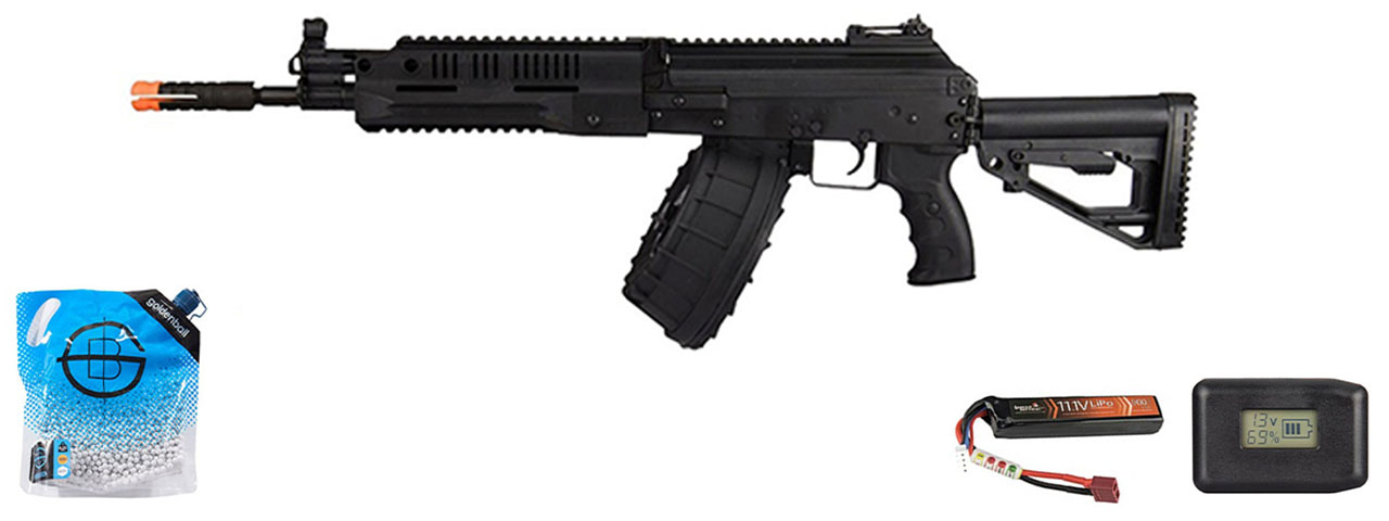 LCT LCK-16 Steel AEG Rifle w/ ASTER V2 - Battery/Charger Combo - (Black)