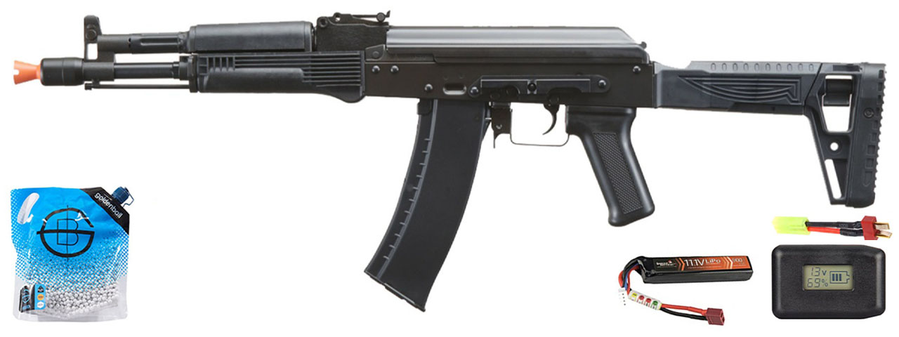 LCT Airsoft MRK-105 AEG Rifle - Battery/Adapter/Charger Combo - (Black)