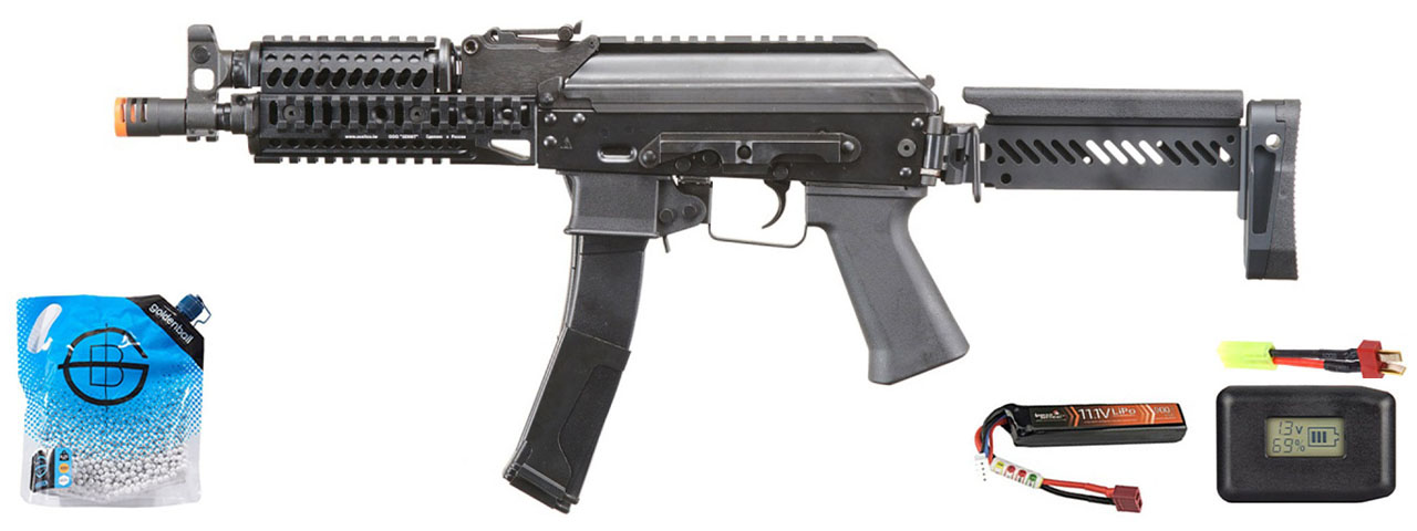 LCT ZP-19-01 Vityaz Aeg Rifle W/ Folding Stock - Battery/Adapter/Charger Combo - (Black)