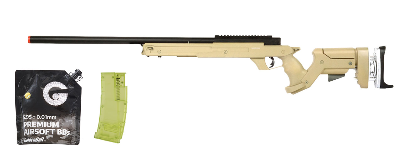 Wellfire SR22 Full Metal Type 22 Bolt Action Sniper Rifle - Dark Earth - BB/Sniper Bundle