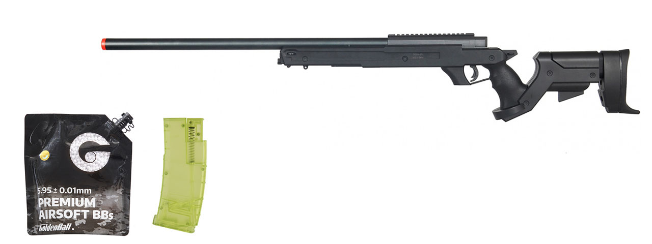 Well Airsoft MB04 Gas Powered Bolt Action Rifle W/ Adjustable Stock - BB/Sniper Bundle