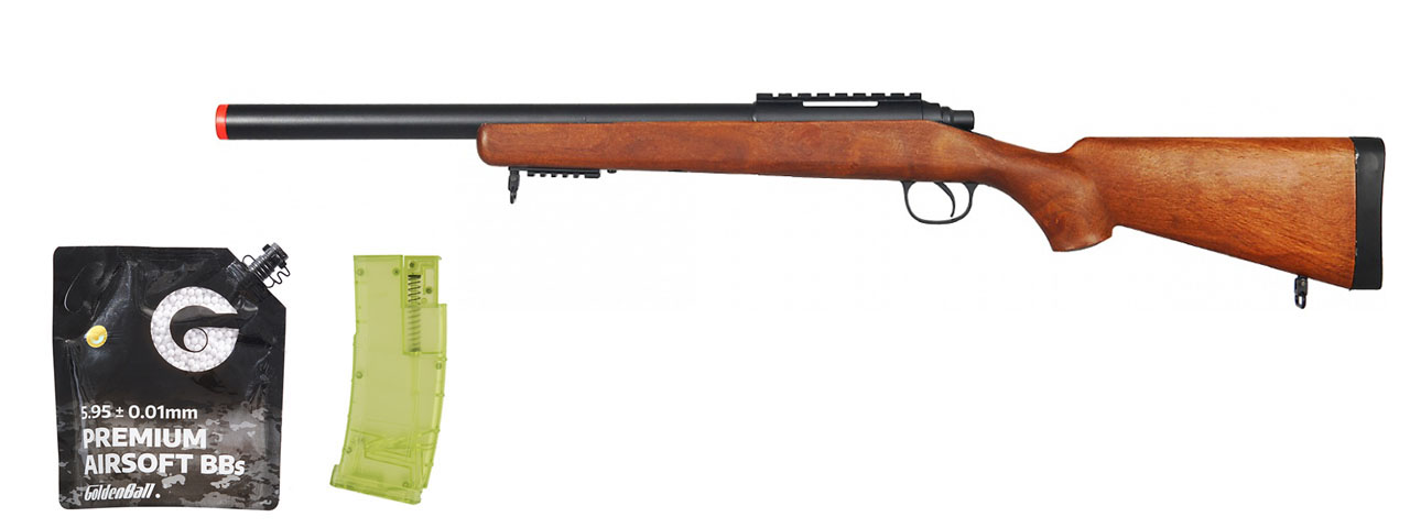 Well Airsoft MBG24W Gas Powered Bolt Action Rifle W/ Adjustable Stock - BB/Sniper Bundle