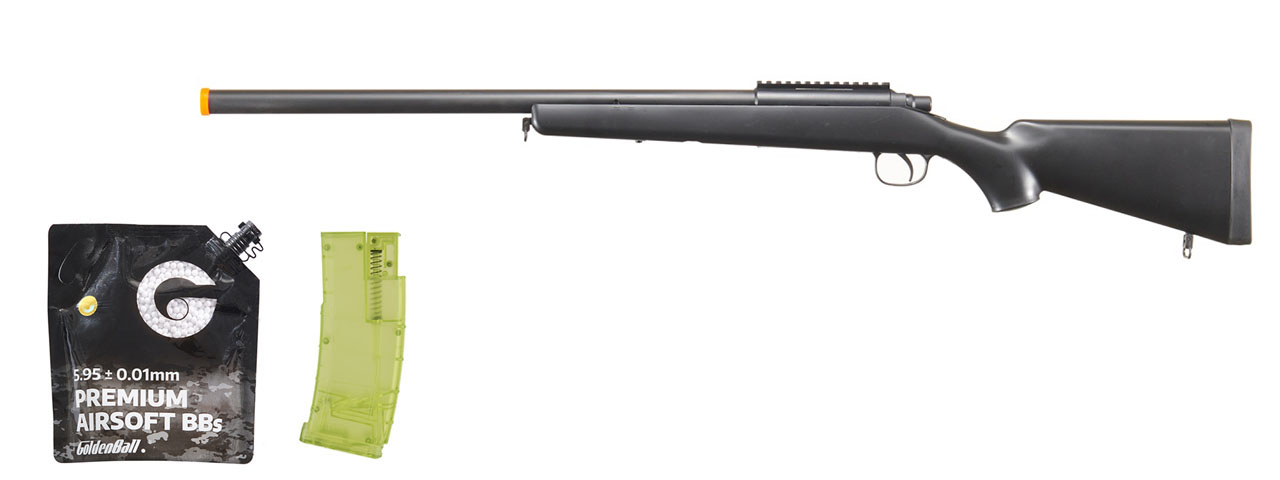 AGM MP001B Bolt Action Sniper Rifle (Black) - BB/Sniper Bundle