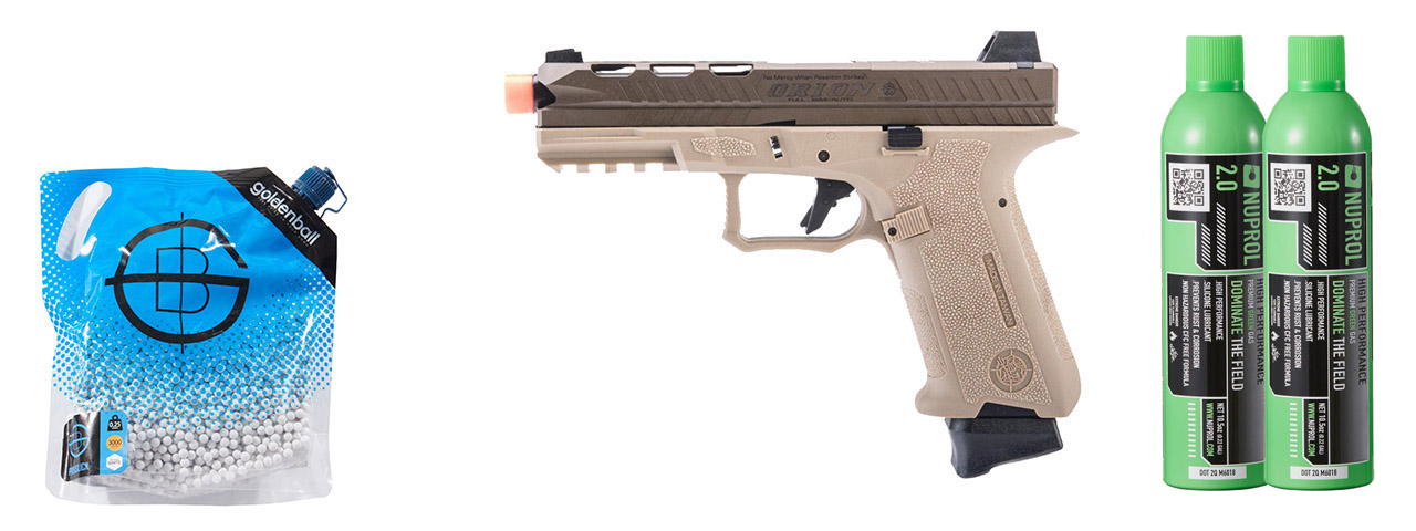 Poseidon Orion Performance Series GBB Pistol No.2 - (Tan/Brown) Green Gas Combo
