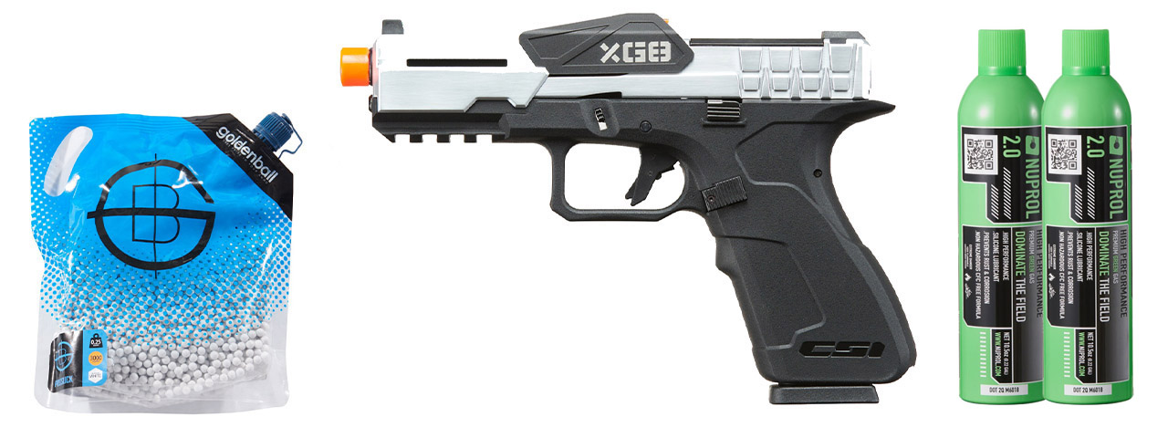 Poseidon CSI XG8 Gas Blow Back Aluminum Pistol - Green Gas Combo - (Metal/silver)