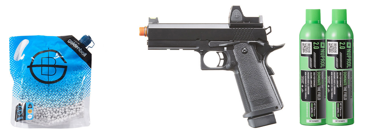 Raven Airsoft 4.3 Hi Capa + Micro Red Dot - Green Gas Combo - (Black)