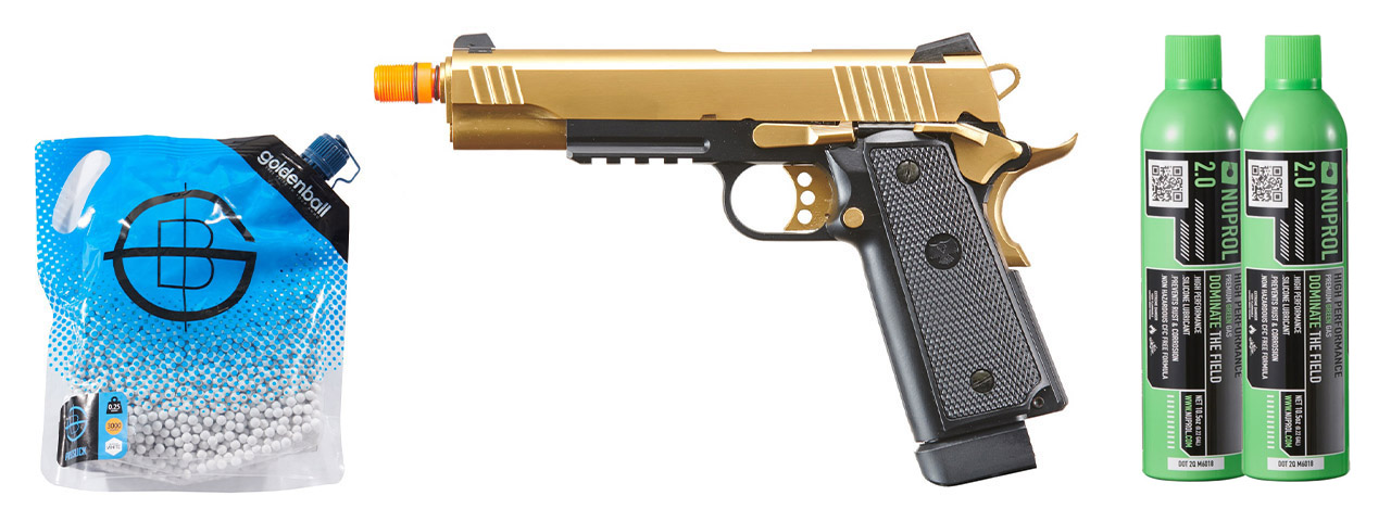 Raven Airsoft Railed R14 Hi Capa - Green Gas Combo - (Gold)