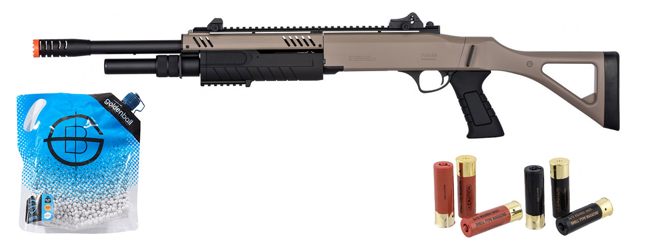 FABARM STF/12 Long Barrel Spring Shotgun w/ Fixed Stock - Shell Combo - (Dark Earth)