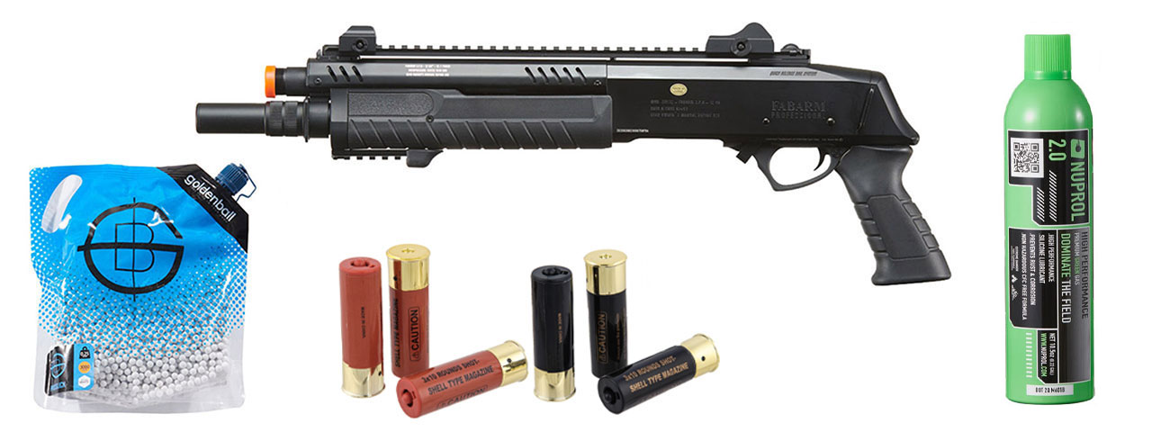 BO Manufacture REP FABARM STF12 Short 11" Pump Action Gas Shotgun - Green Gas/Shell Combo - (Black)