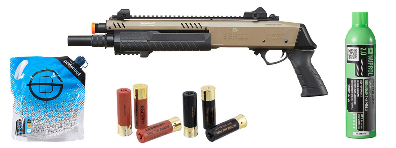 BO Manufacture REP FABARM STF12 Short 11" Pump Action Gas Shotgun - Green Gas/Shell Combo - (Flat Earth)