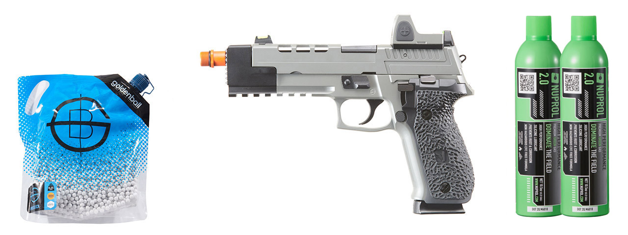 Vorsk Hi-Capa VP26X GBB Pistol w/ Red Dot Sight - (Gray) Green Gas Combo