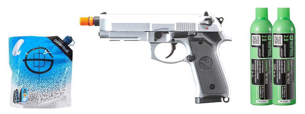 Vorsk Airsoft VM9 Osiris Gas Blowback Pistol - (Silver) Green Gas Combo