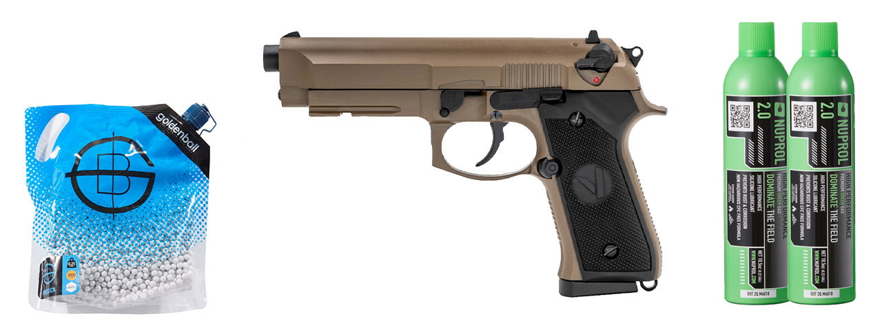 Vorsk Airsoft VM9 Osiris Gas Blowback Pistol - (Dark Earth) Green Gas Combo