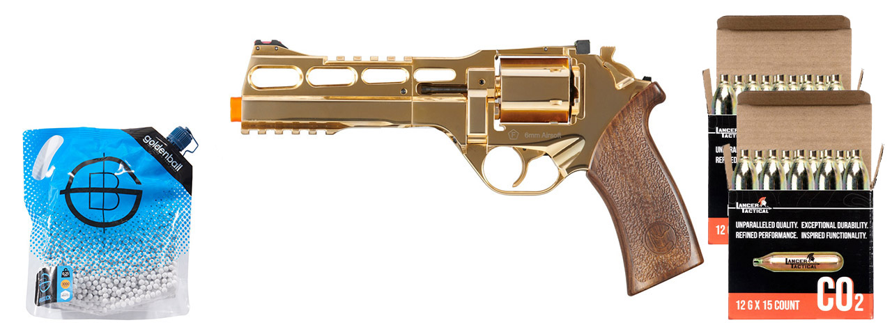 Limited Edition Airsoft Chiappa Rhino 60DS CO2 Revolver - CO2 Combo - (Gold)
