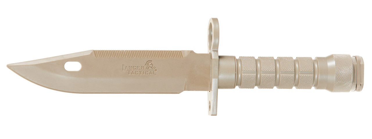 Lancer Tactical Airsoft M9 Rubber Bayonet Knife for M4/M16 AEG (Color: Tan)