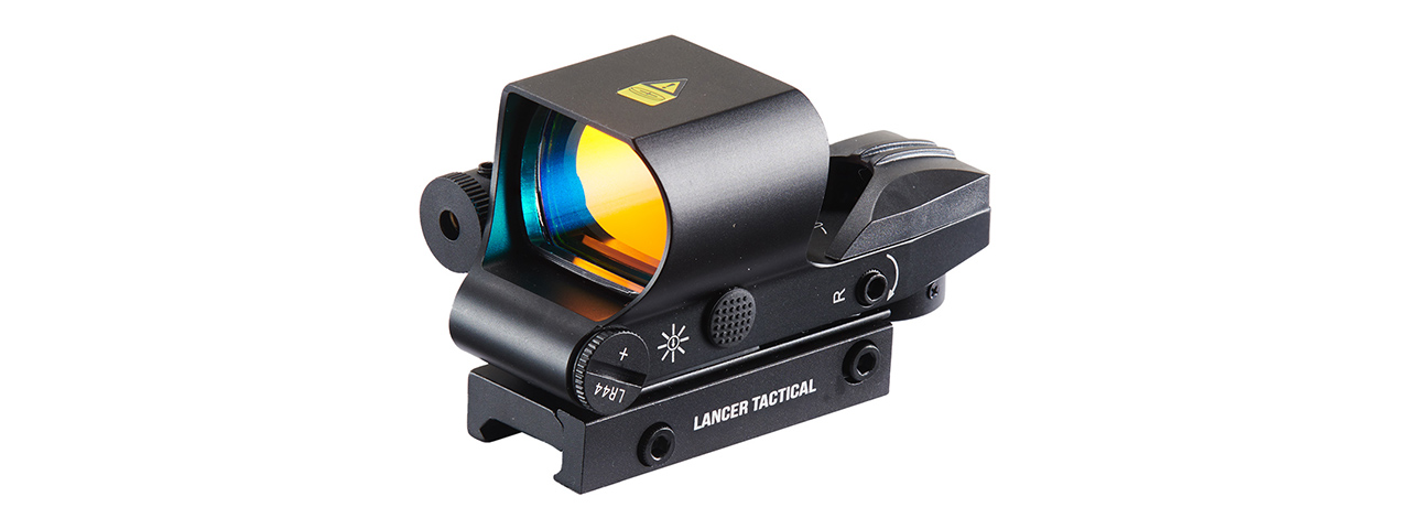 Lancer Tactical Picatinny 4 Reticle Red Dot Reflex Sight w/ Red Laser - (Black)