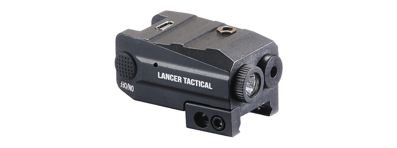 Lancer Tactical Low Profile Picatinny Flashlight w/ Laser - (Black)